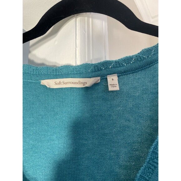 Soft Surroundings Size Small Lace Cardigan Buttons Cotton Blend Teal - Picture 2 of 9